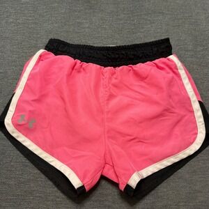 Under Armour Girls Pink Black Running‎ Athletic Shorts with Liner 3T